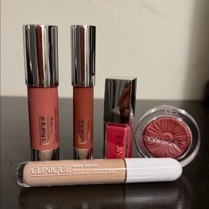Clinique Pink, Coral & Red Lip and Cheek Makeup Set with Concealer